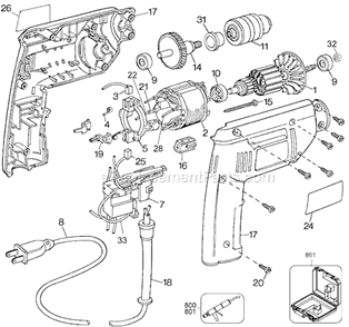 Page A Diagram and Parts List for TV320 Type 1 Black and Decker Electric Drill